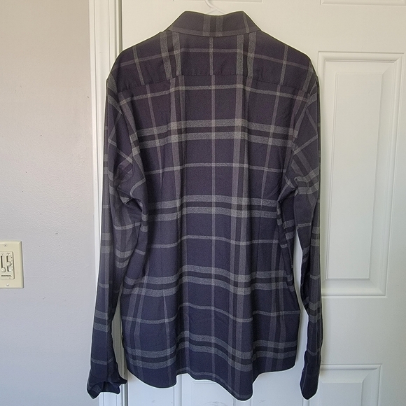 Mizzen + Main Gray Plaid Long Sleeve Button Down No Iron XXL Trim Fit - Picture 4 of 10